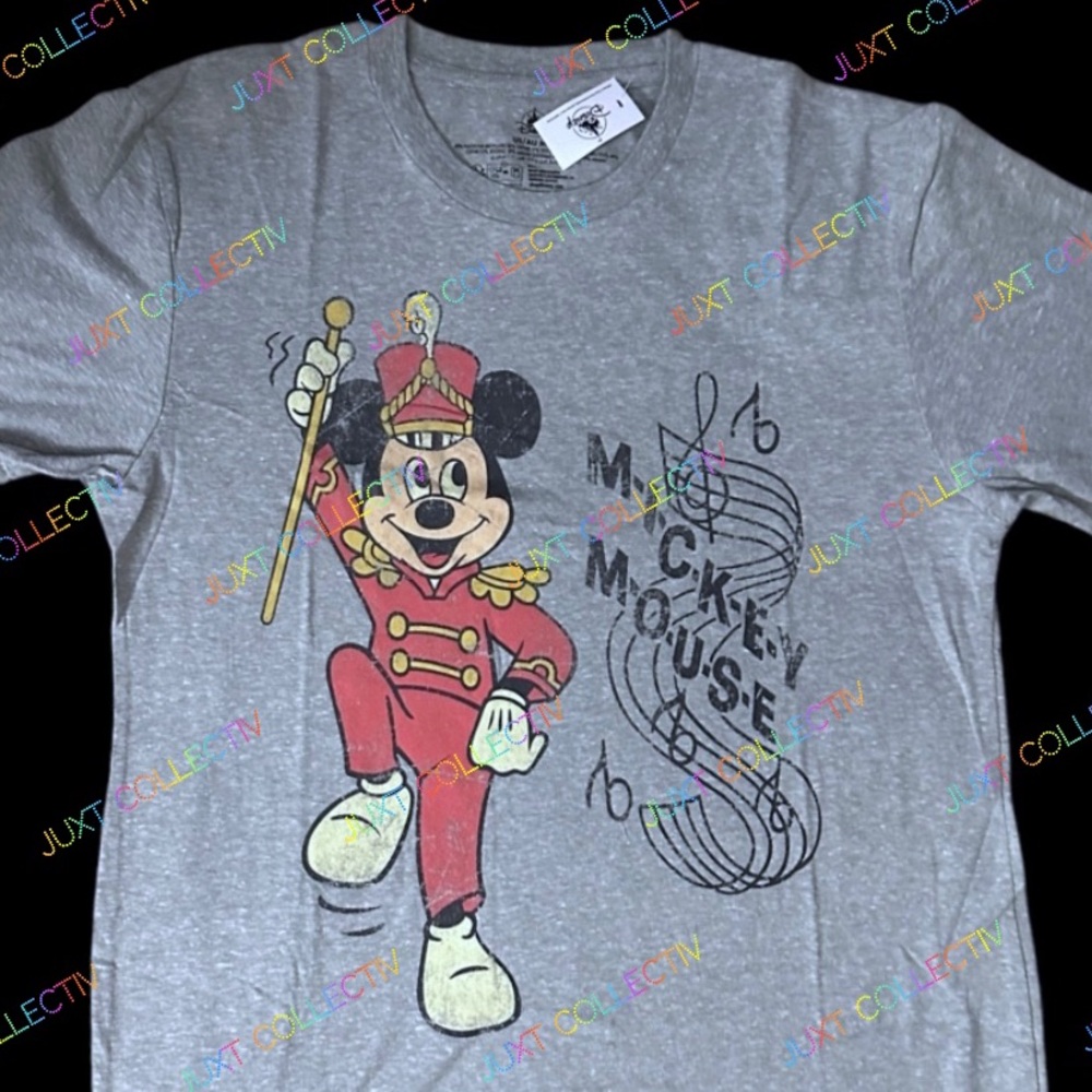 NWT Disney Parks Marching Band Mickey Gray Graphic T-Shirt